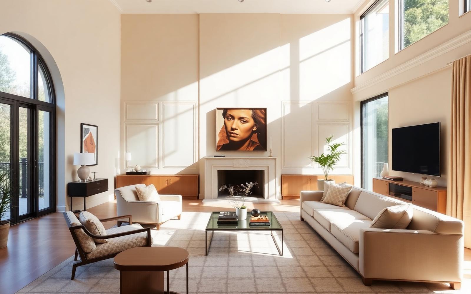 Sunlit living room in a well appointed home
